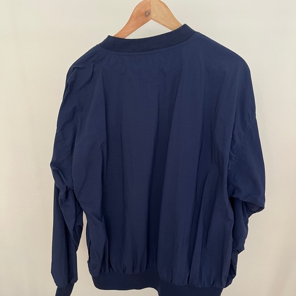 Vintage 90s Navy Blue Men's Nylon Shell Sweatshirt style with v neck - Picture 4 of 4